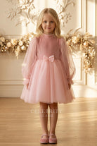 candy pink little girl short a line dress