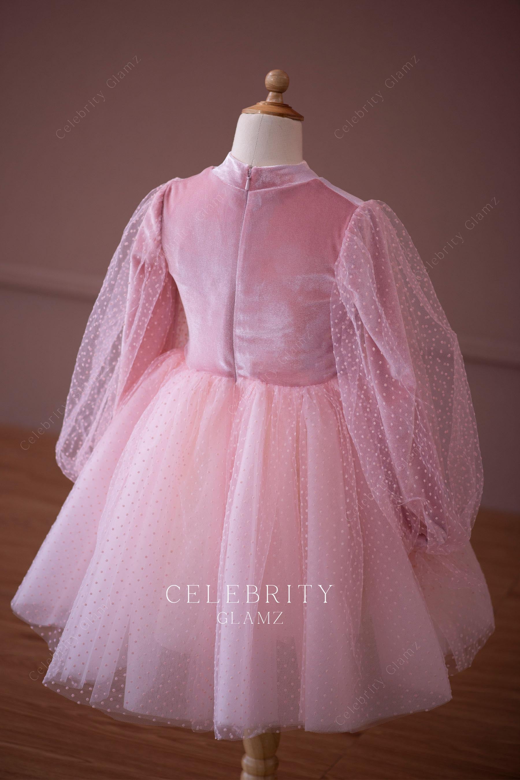 candy pink long sleeve girl dress