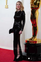 Catherine O'Hara high slit prom dress 2024 Oscars red carpet