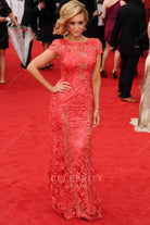 Catherine Tyldesley red lace formal dress TV bafta awards 2013