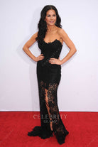 Catherine Zeta-Jones black lace formal dress premiere of movie red 2
