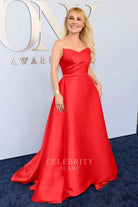 Cayetana Guillén red satin strapless prom dress 2024 Tony awards