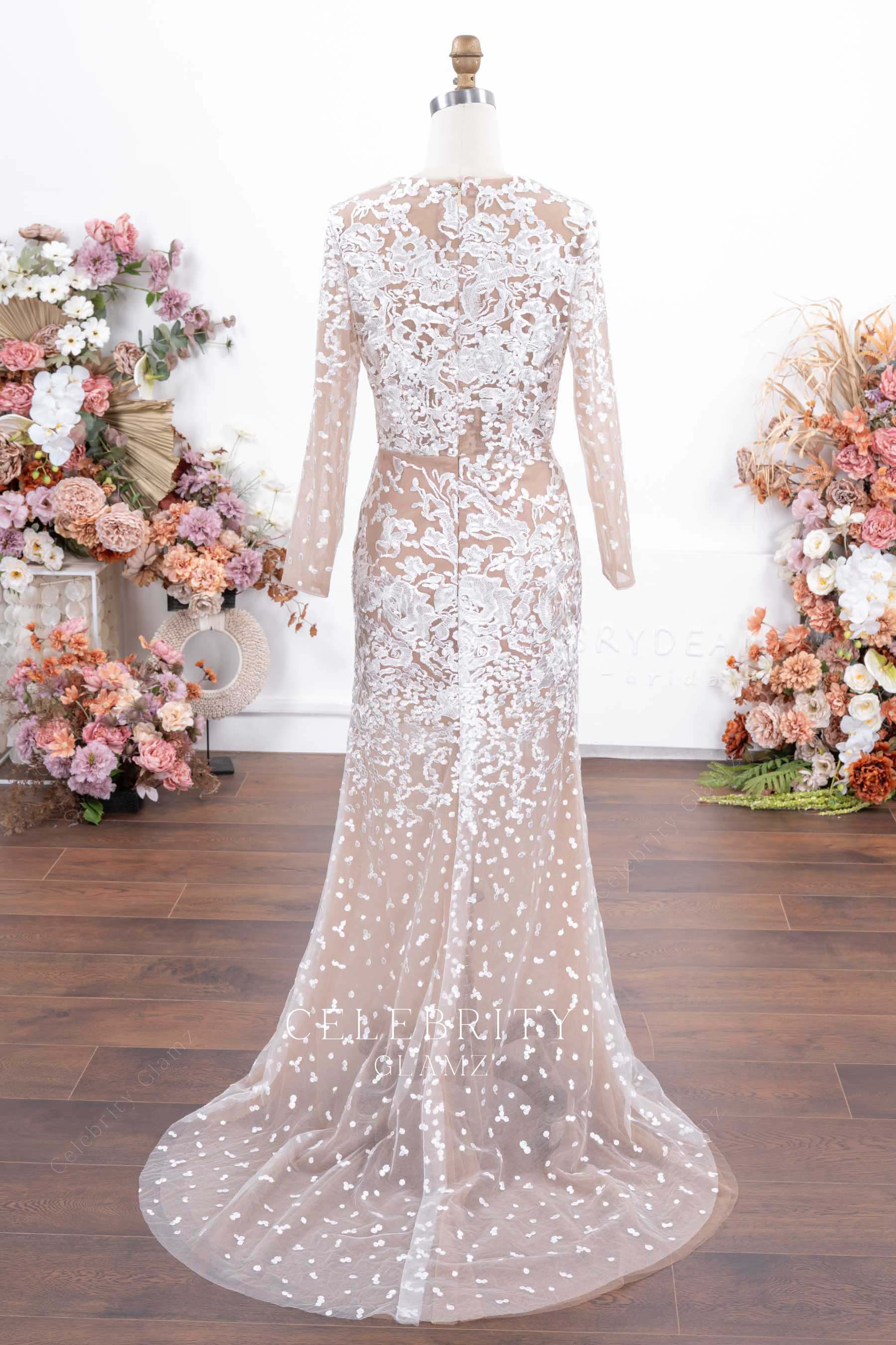 champagne court train formal dress