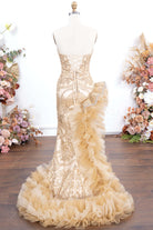 champagne glitter mermaid prom dress
