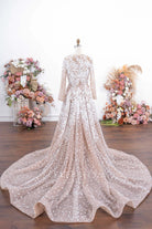 champagne lace appliques formal dress