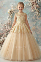 champagne lace flower girl dress