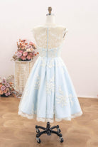 champagne lace tea length wedding dress