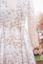 champagne long sleeves formal dress