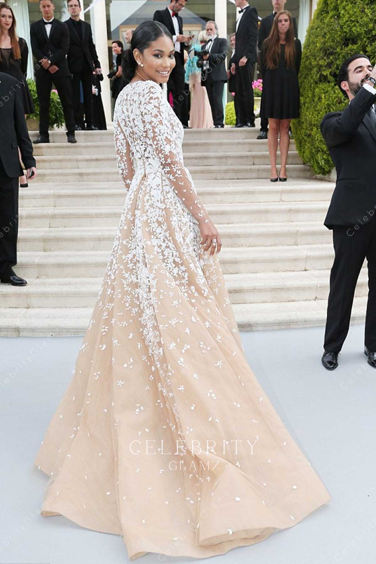 Chanel Iman star studded wedding  dress AMFAR cinema against aids gala 