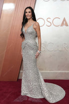 chapel train Demi Moore 2025 Oscars red carpet dress