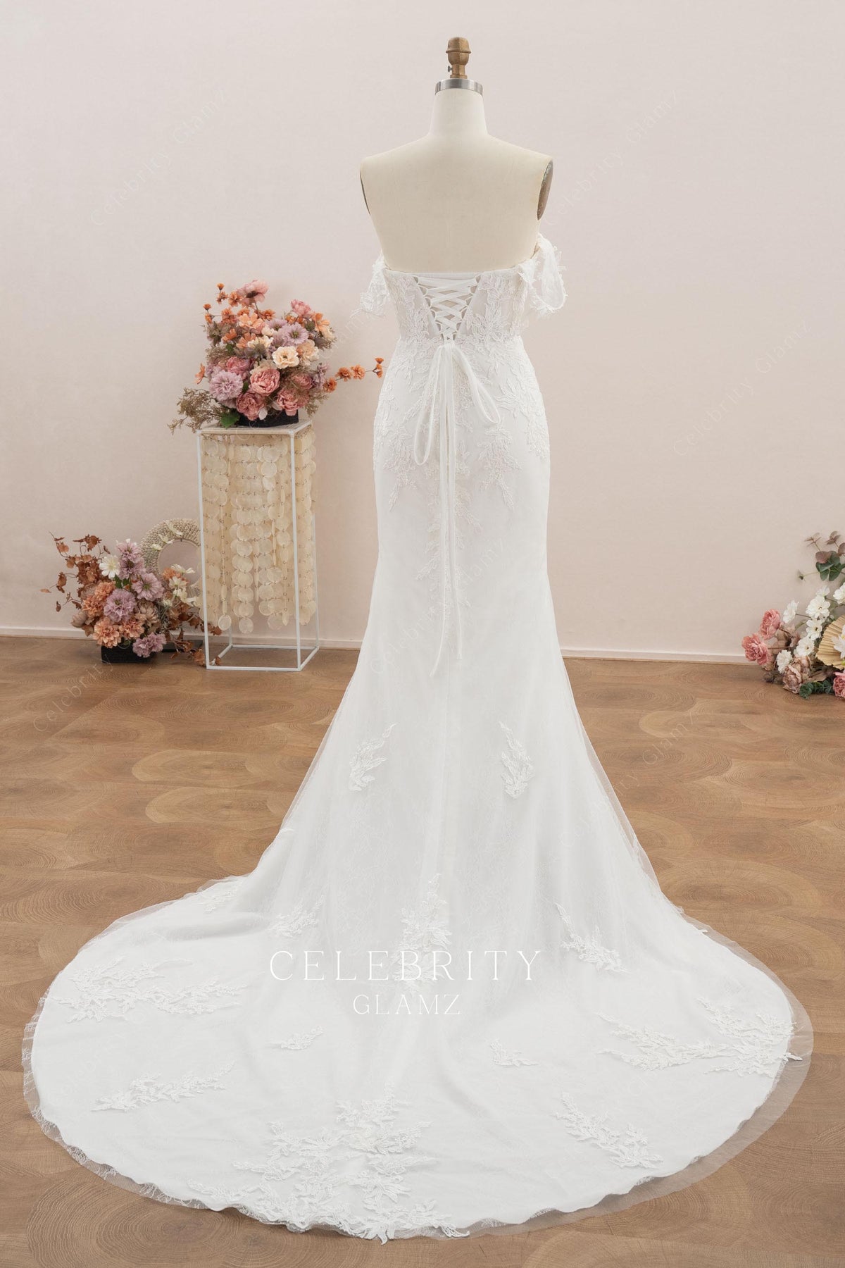 chapel train long wedding dress