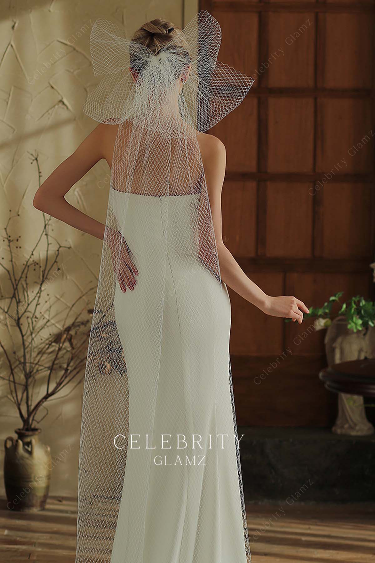 chic bowknot bridal veil