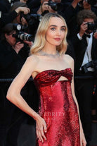Chloe Fineman semi sweetheart neck evening dress Cannes film festival red carpet 2024