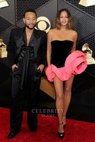 Chrissy Teigen strapless prom dress Grammys red carpet 2024