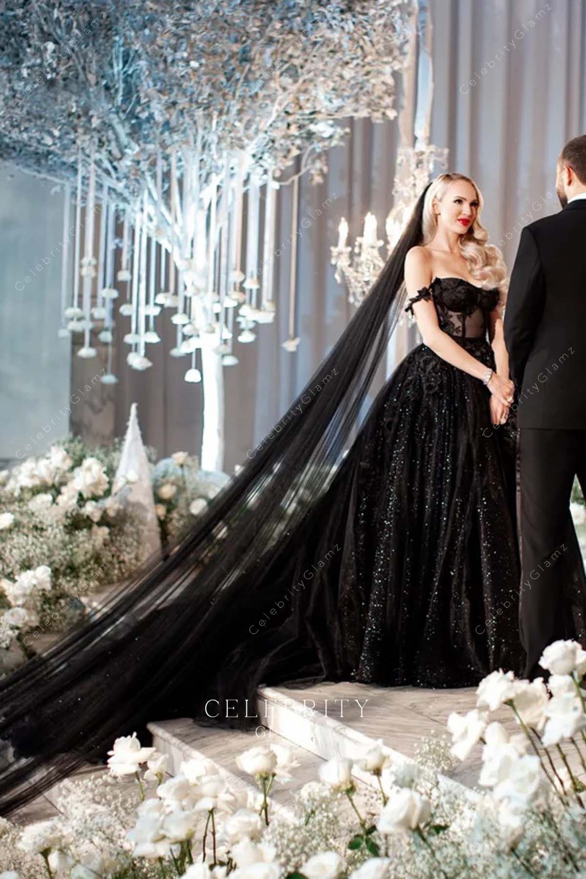 Christine Quinn sparkly cathedral train wedding dress