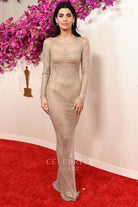 Claudia Doumit long sleeves prom dress 2024 Oscars red carpet 
