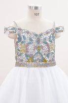 cold shoulder sleeve kids pageant dress