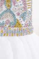colorful rhinestones bodice kids pageant dress