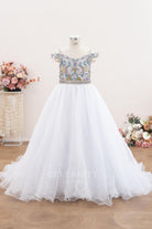 colorful rhinestones v neck bodice pageant dress