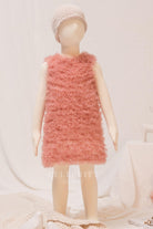 coral ruffled tulle kids formal dress