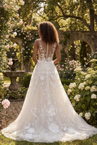 cording lace long train wedding dress 