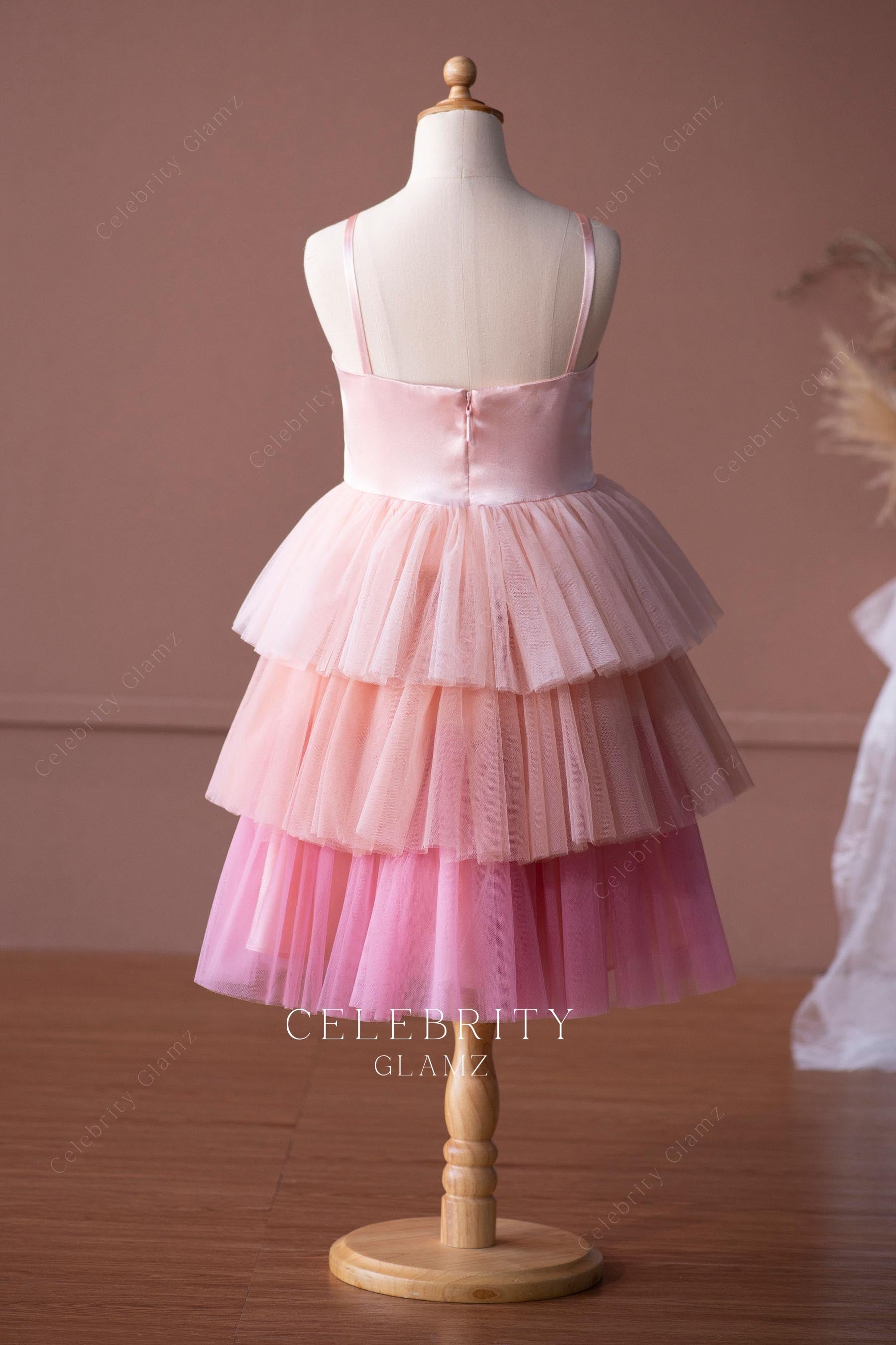 cute ombre layered tulle little girl dress