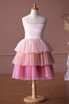 cute ombre pink tulle flower girl dress
