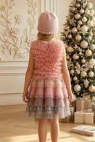 cute pink two piece tulle formal dress