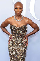 Cynthia Erivo glitter sweetheart neck prom dress 2024 Tony awards
