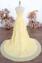 daffodil a line chapel train prom dress