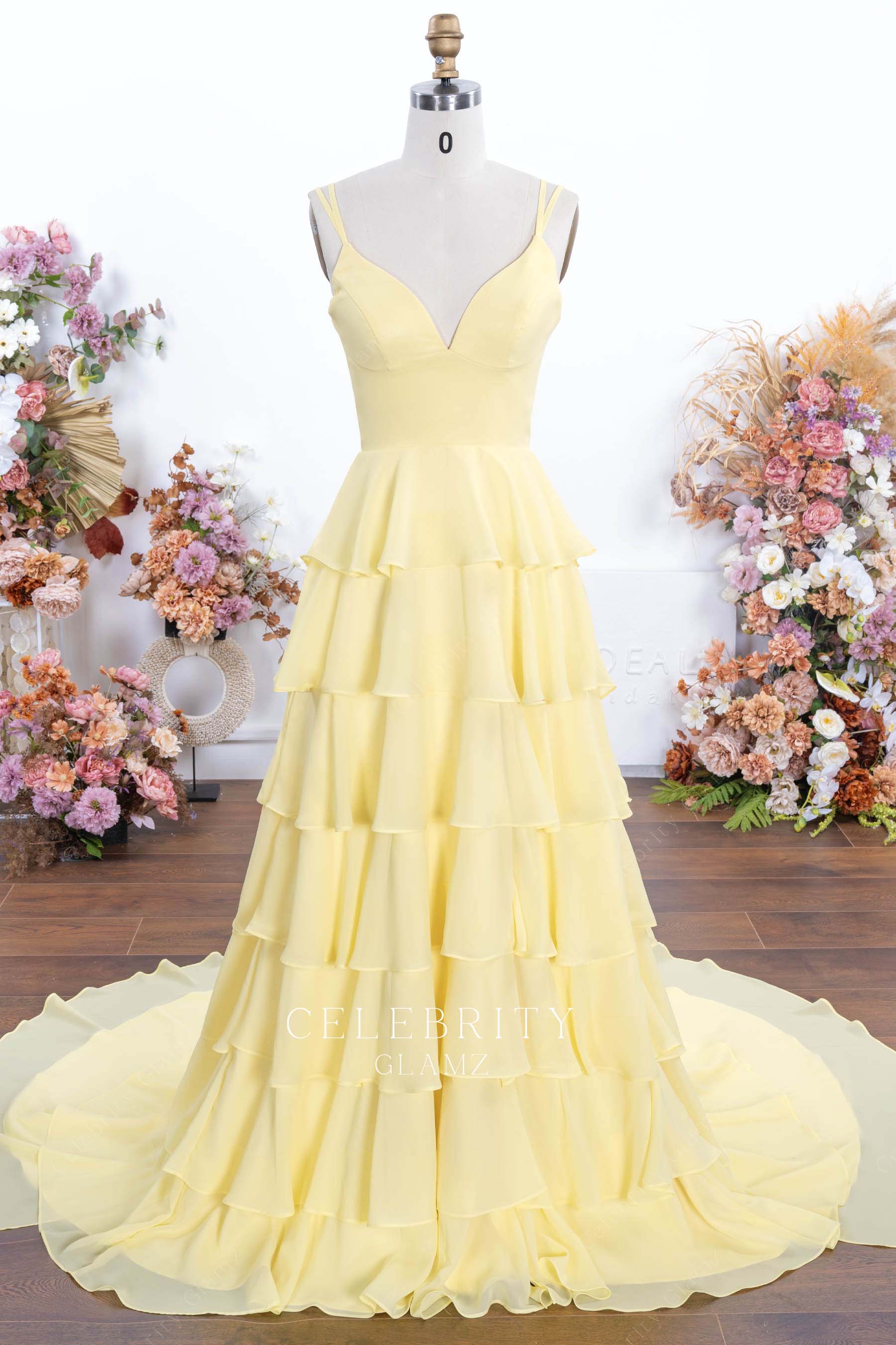 daffodil double straps a line homecoming dress