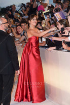Dakota Johnson red satin celebs dress Suspiria premiere 75th Venice film festival