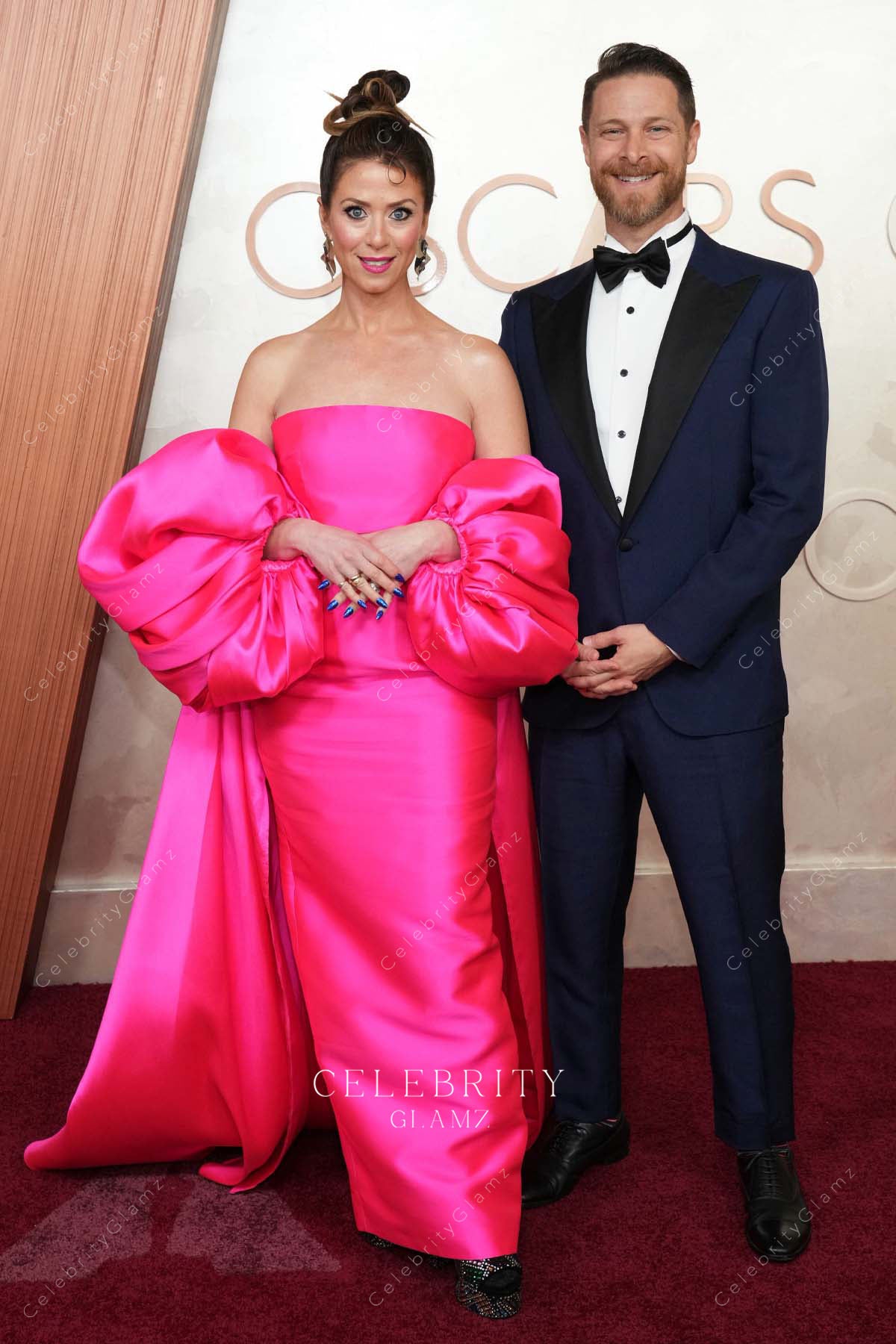 Danya Solomon hot pink off shoulder 2025 Oscars red carpet dress