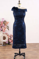 dark navy mother of bride dress