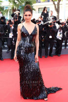 Deepika Padukone black fit flare Cannes 2022 dress 