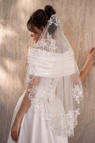 delicate flower lace bridal veil