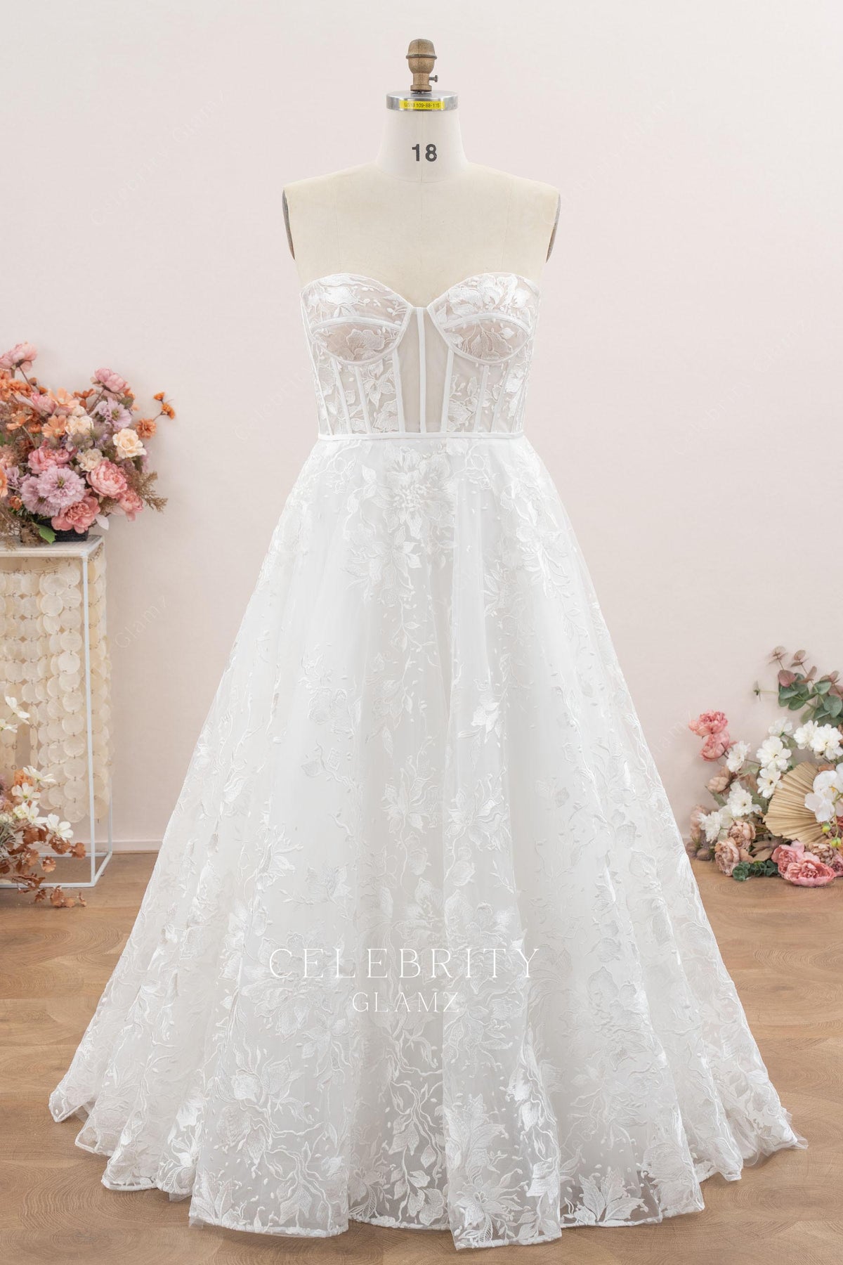 delicate lace a line bridal dress