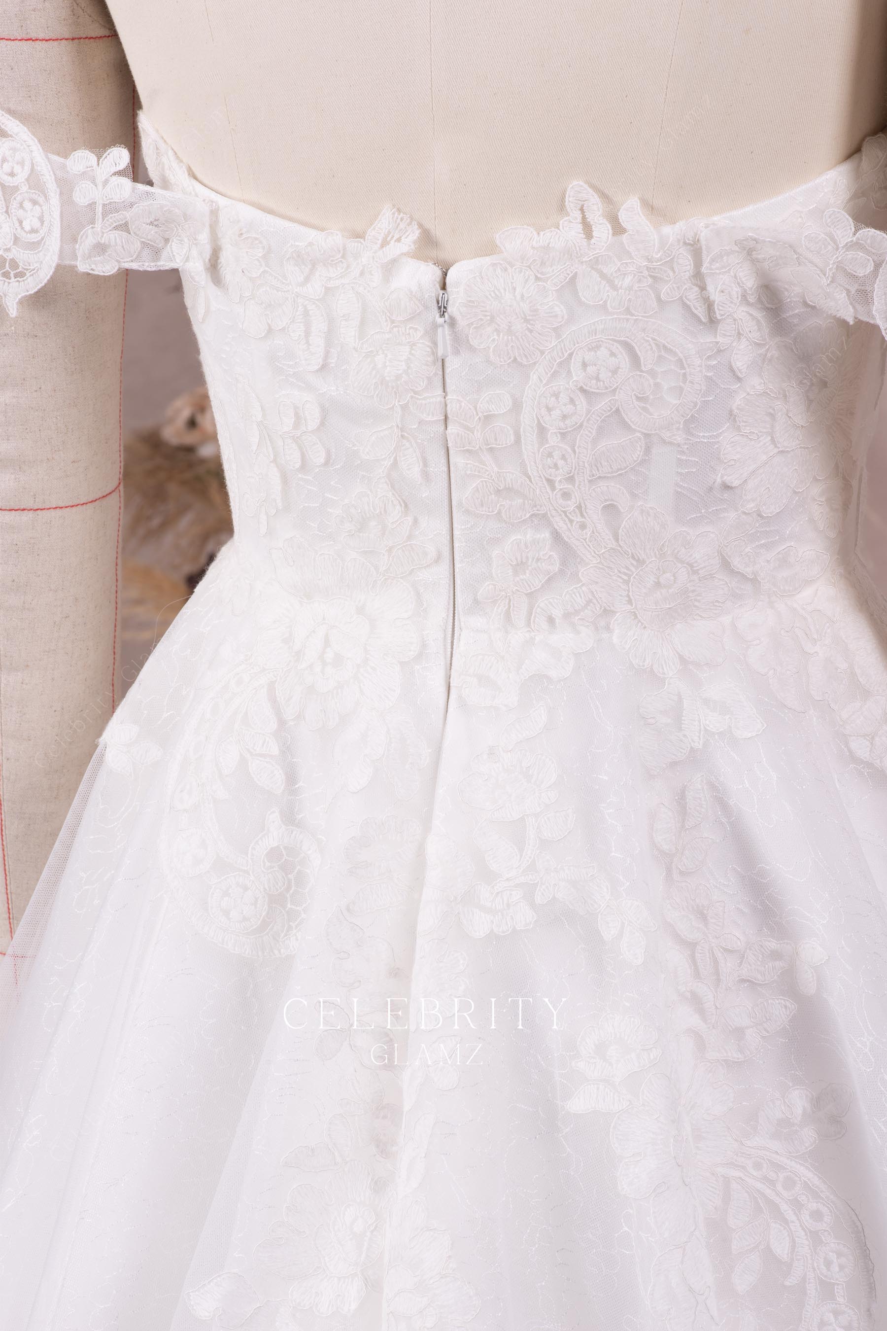 delicate lace applique bridal gown 