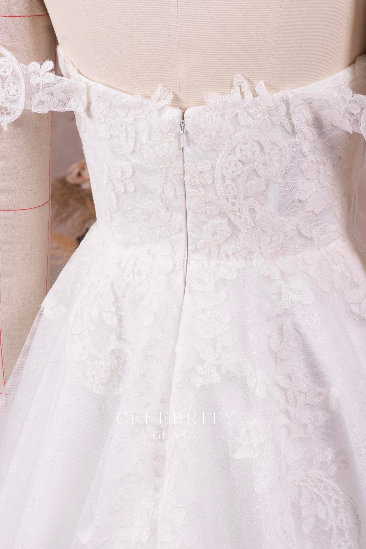 delicate lace applique bridal gown 