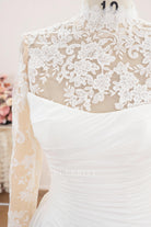 delicate lace high neck wedding dress