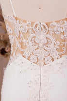 delicate lace illusion back wedding dress