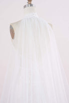delicate lace illusion cape bridal dress