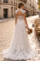 delicate lace trim a line wedding dress