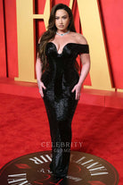 Demi Lovato black glitter prom dress 2024 Oscars after party