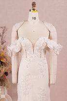 detachable sleeves lace wedding dress