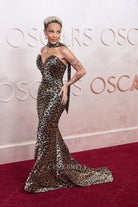 Doja Cat leopard print 2025 Oscars red carpet mermaid dress