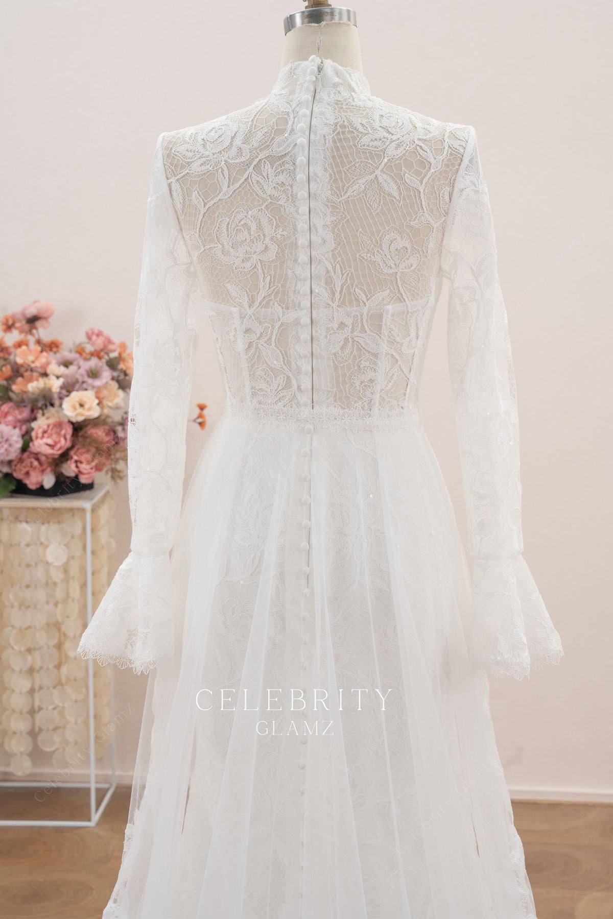dreamy bell sleeve line wedding dress