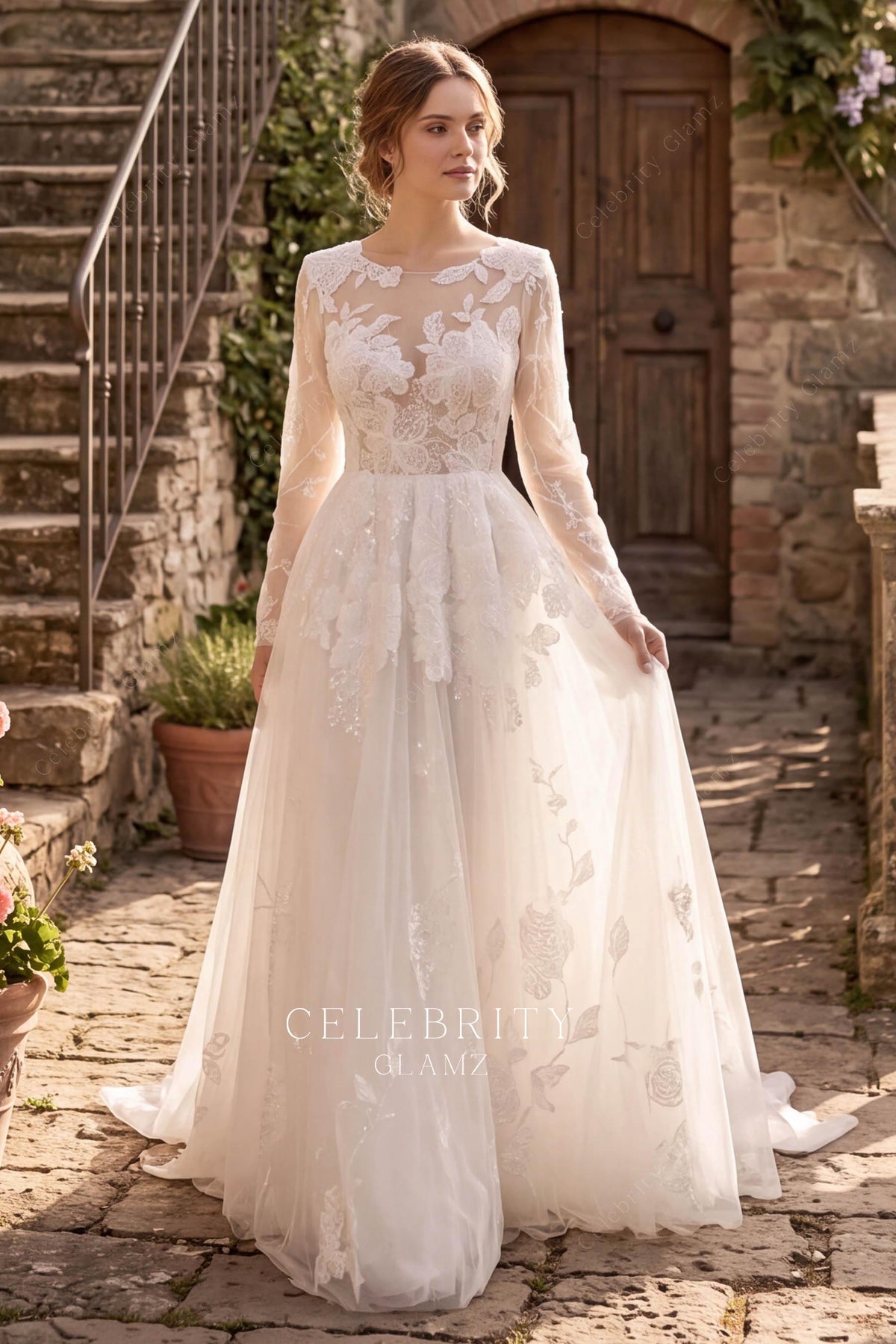 dreamy flower lace wedding dress