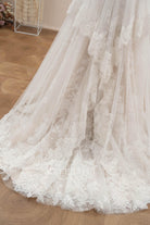 dreamy scalloped long wedding dress
