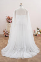 dreamy tulle cape wedding dress